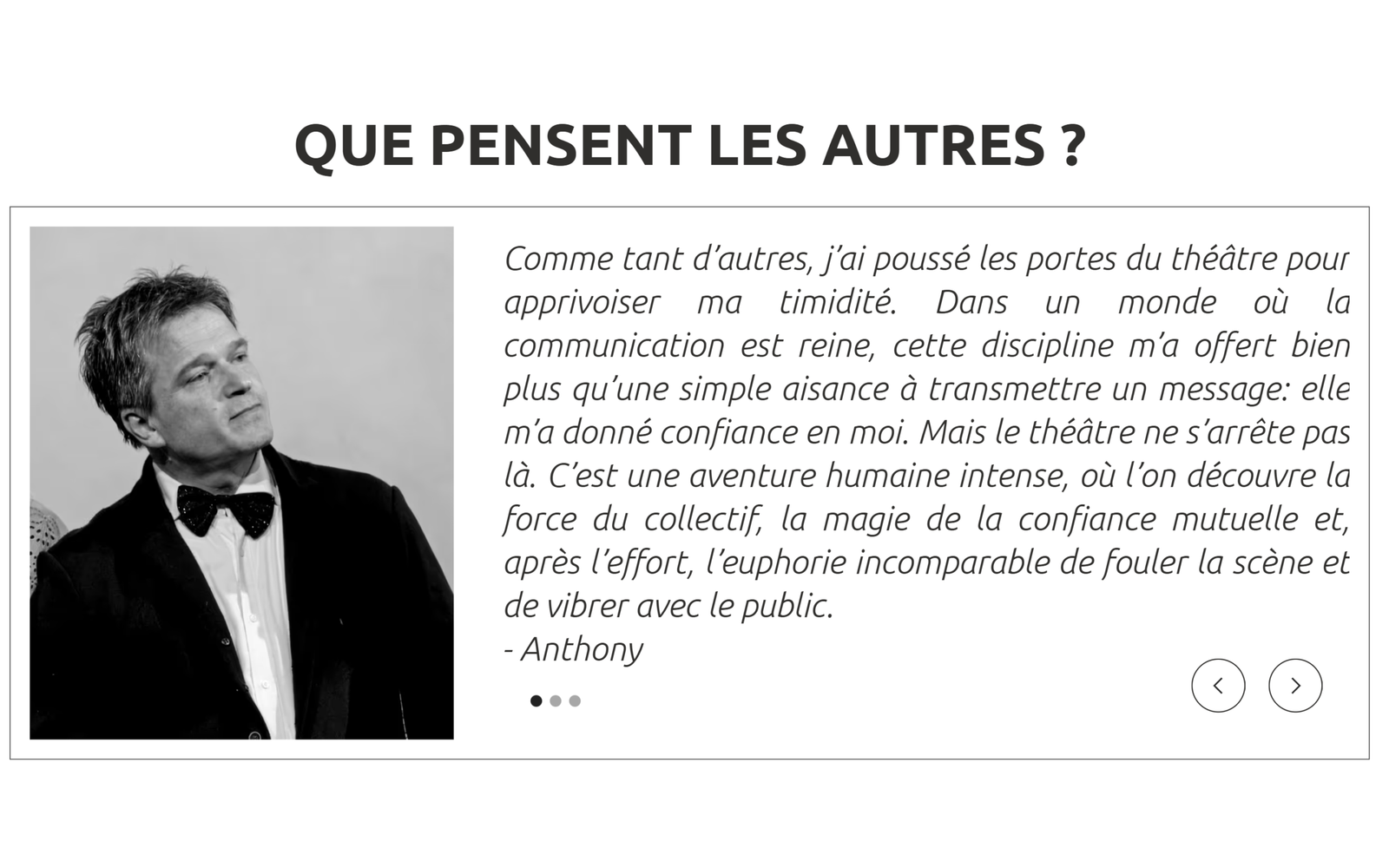 Avant — Témoignages