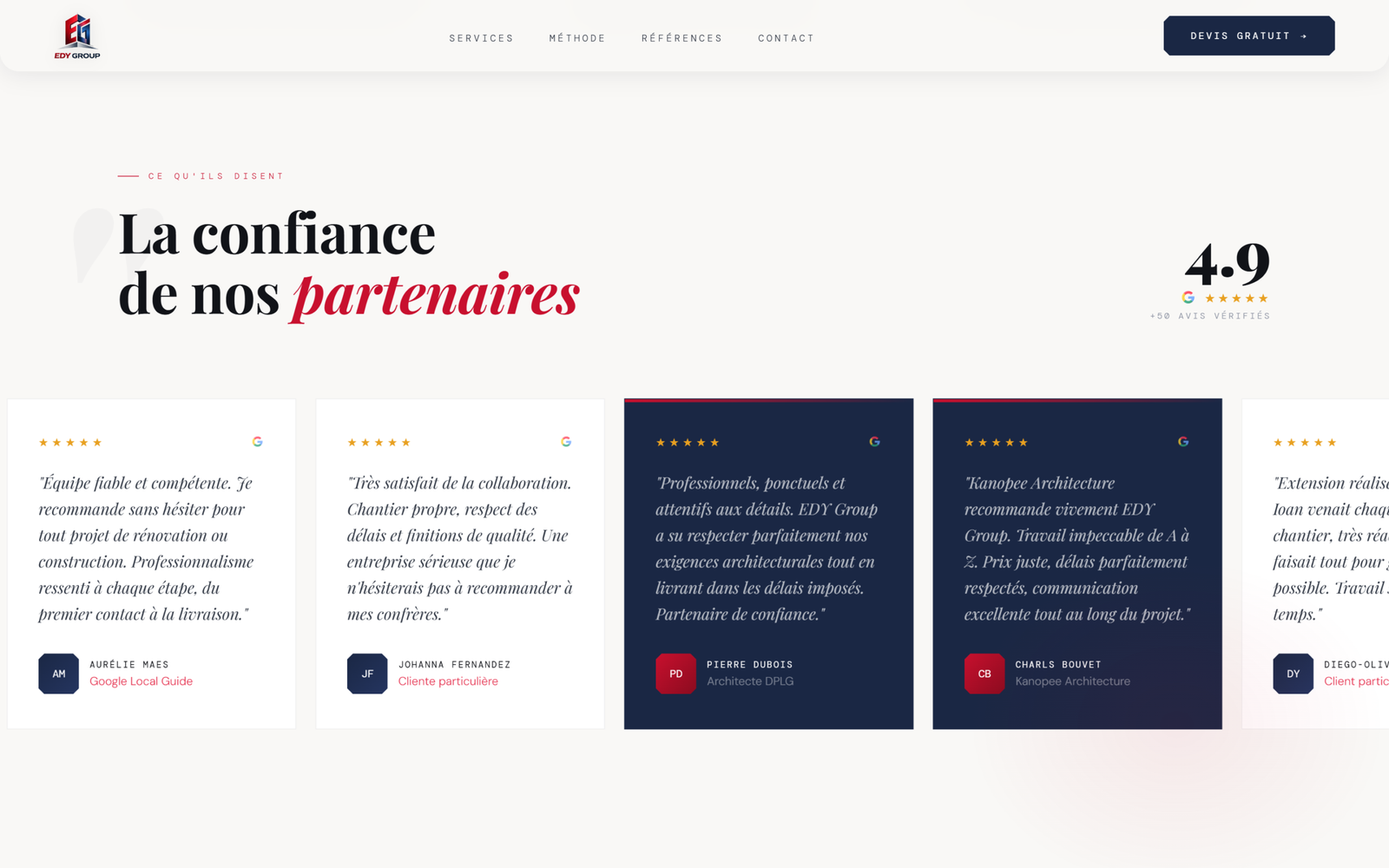 Après — Témoignages & CTA EDY Group