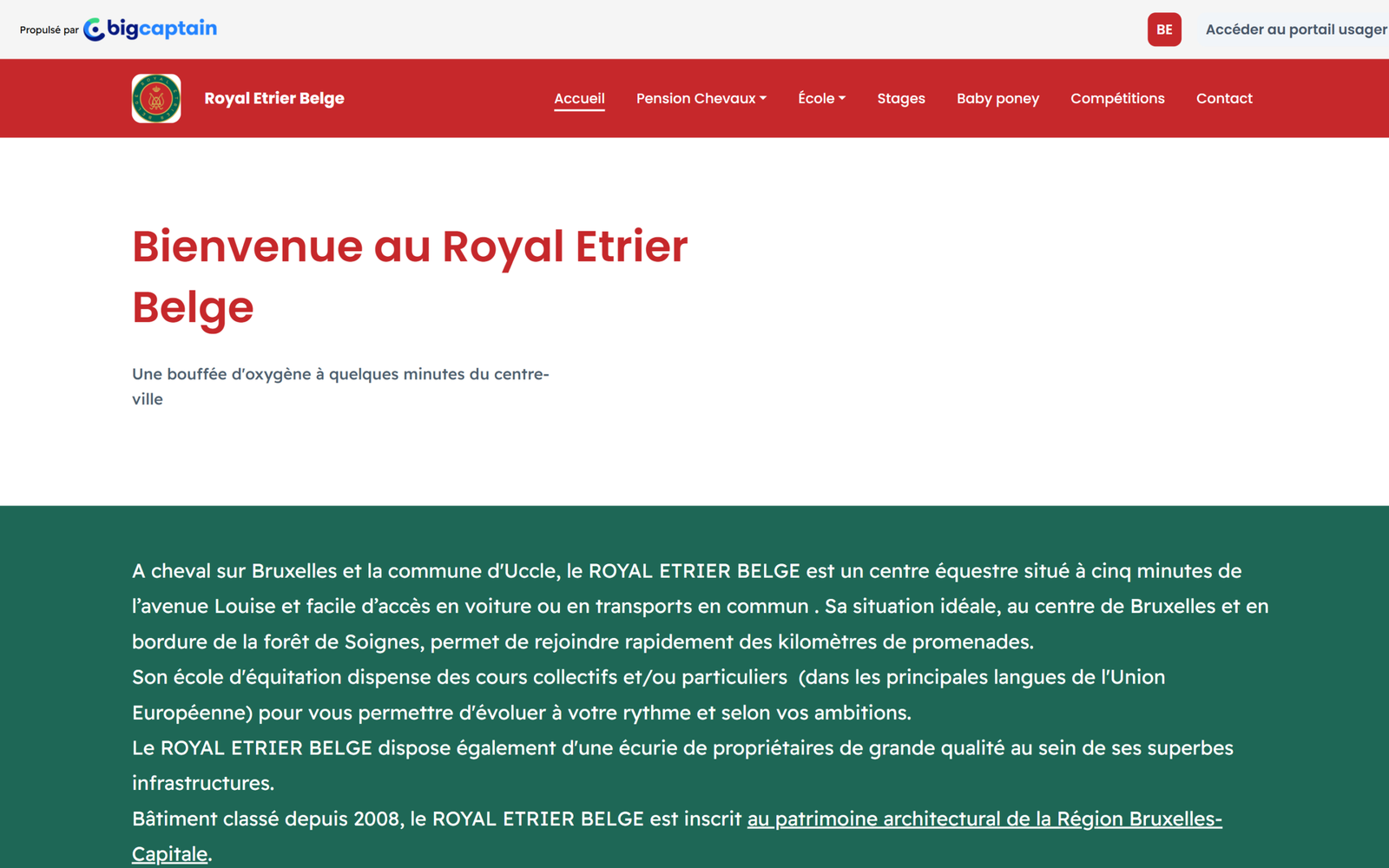 Avant — Hero site original Royal Étrier Belge