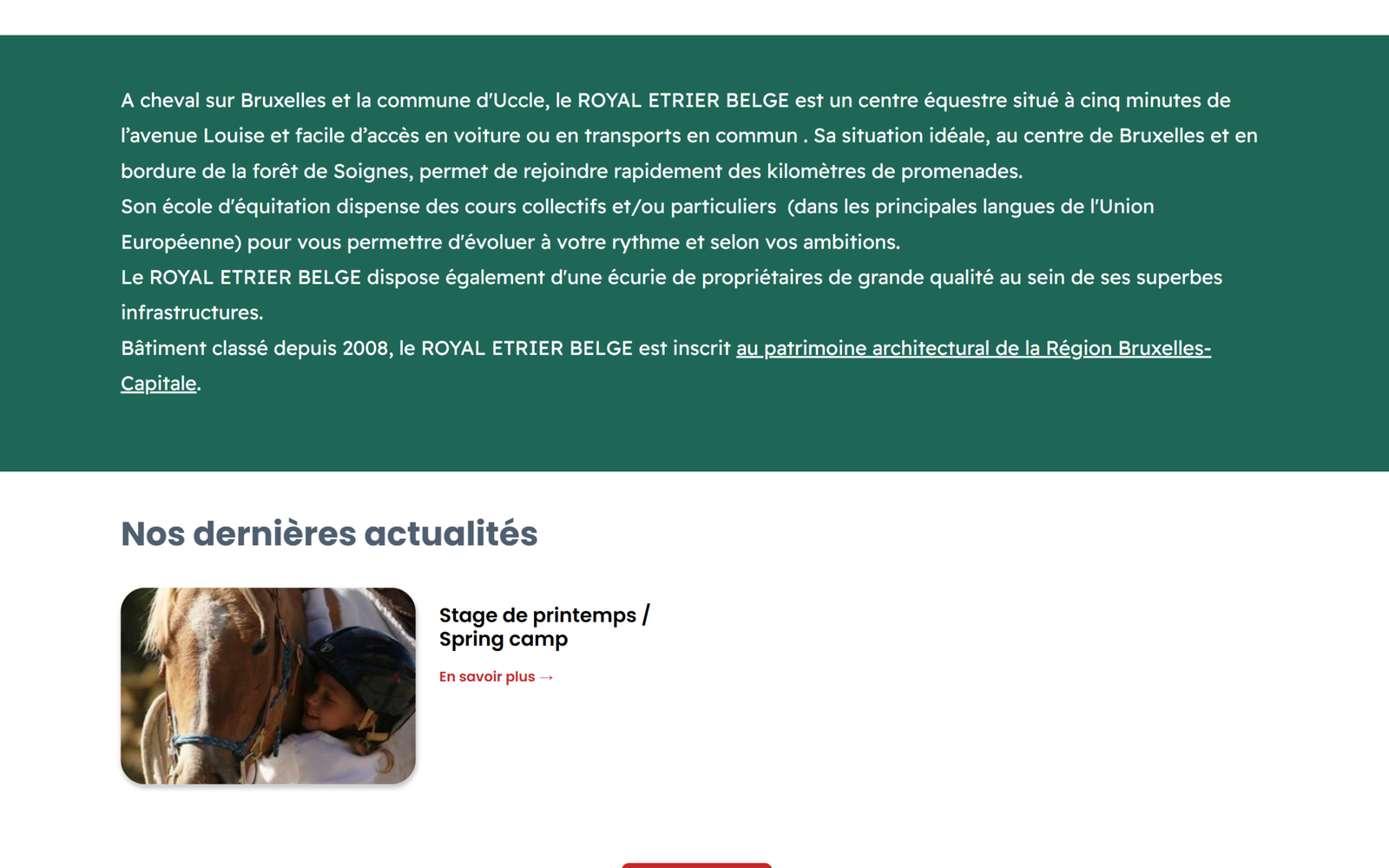 Avant — Disciplines et contact site original Royal Étrier Belge