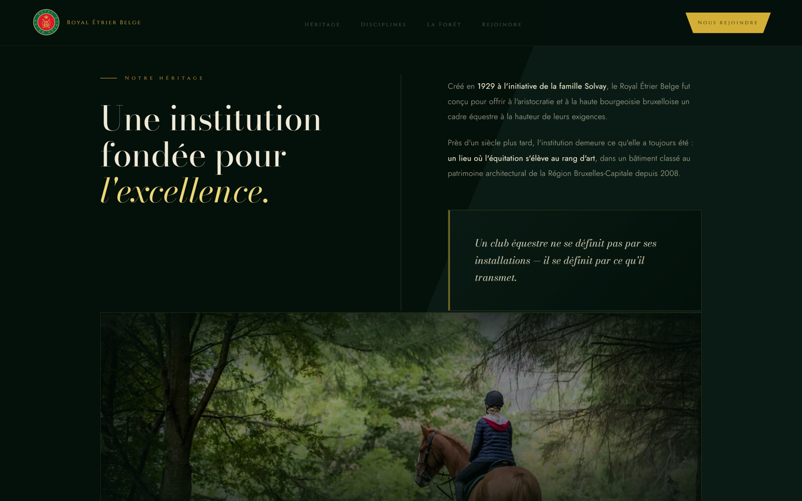 Après — Section héritage concept FlowBuilder Royal Étrier Belge