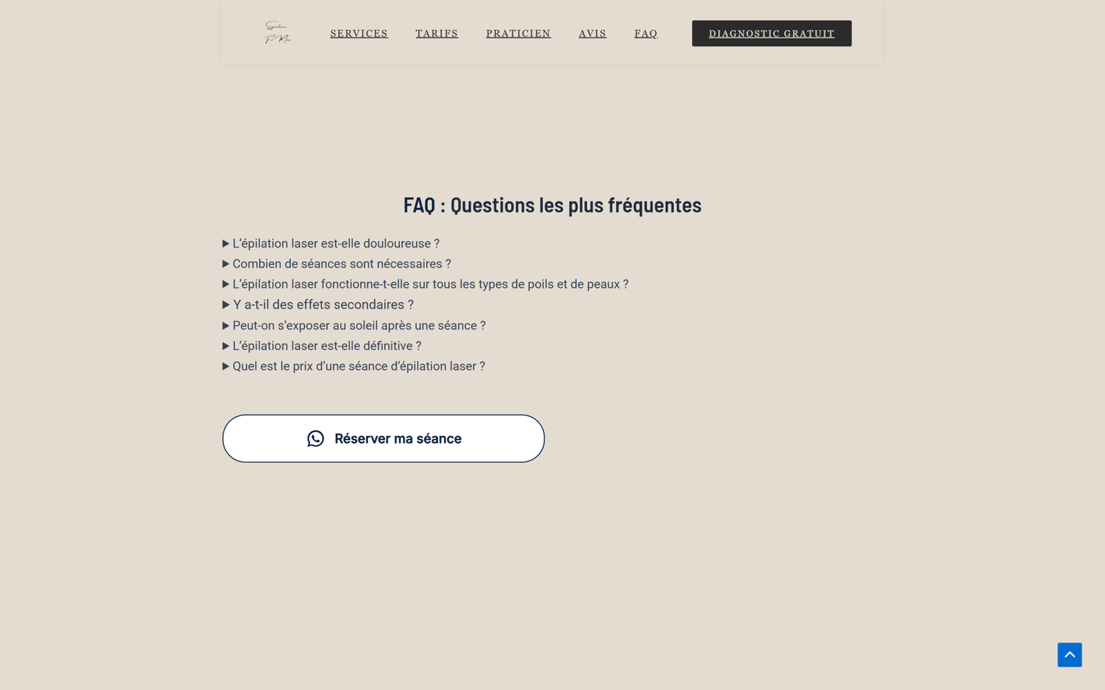 Avant — Section contact/réservation site original